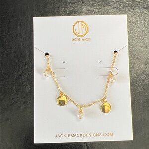 Gold-Tone Pearl Charm Bracelet